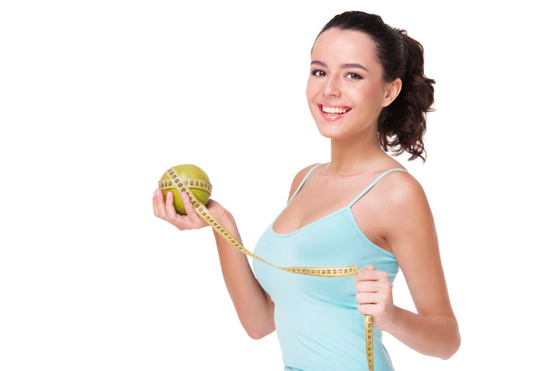 healthy woman with fruit